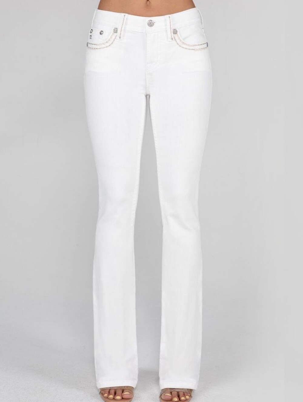 Miss Me White Mid-Rise Boot Cut Jeans # MS5014 Size 29 W x 34 L